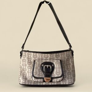 Vintage Etienne Aigner Tan and Black Logo Shoulder Bag EUC